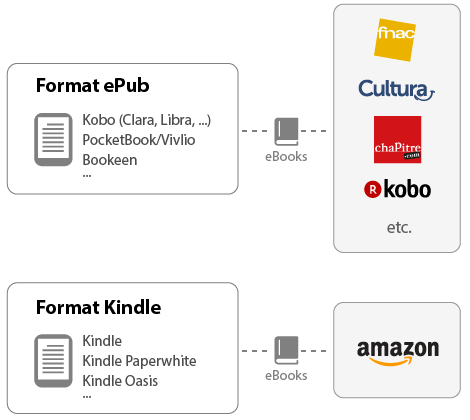 Librairies en ligne et formats de livre numérique